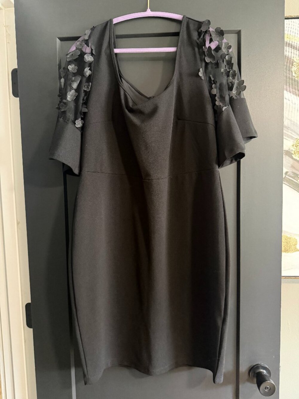 NWOT Shein Curve Black Dress with Floral Sleeves sz 2XL
